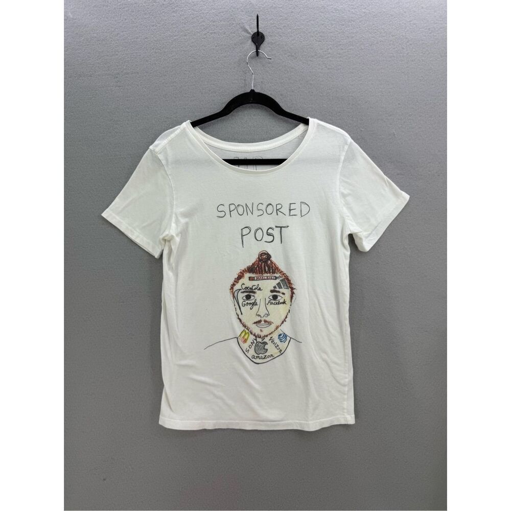 Unfortunate Portrait Men White Sponsored Post Malone Graphic T-Shirt Large